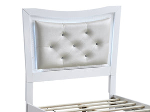 English Elm Lorana Glam Twin Storage Bed with Led Trim and Jeweled Faux Leather Headboard B078S00728