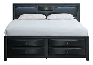 English Elm Marilla Full Platform Bed Bookcase Headboard with Speakers Charging Port Storage Black B078S00729