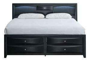English Elm Marilla King Platform Bed with Bookcase Headboard Speakers and Built-In Charging Black B078S00730