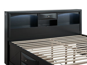 English Elm Marilla King Platform Bed with Bookcase Headboard Speakers and Built-In Charging Black B078S00730