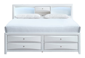 English Elm Marilla Full Platform Bed Bookcase Headboard with Speakers Charging Port Storage White B078S00733