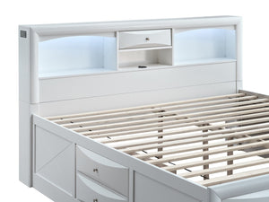 English Elm Marilla Full Platform Bed Bookcase Headboard with Speakers Charging Port Storage White B078S00733
