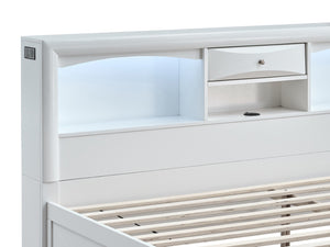 English Elm Marilla Full Platform Bed Bookcase Headboard with Speakers Charging Port Storage White B078S00733