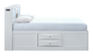 English Elm Marilla King Platform Bed with Bookcase Headboard Speakers and Built-In Charging White B078S00734