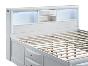 English Elm Marilla King Platform Bed with Bookcase Headboard Speakers and Built-In Charging White B078S00734