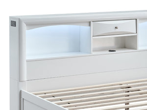 English Elm Marilla King Platform Bed with Bookcase Headboard Speakers and Built-In Charging White B078S00734