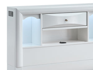 English Elm Marilla Twin Platform Bed Bookcase Headboard Built-in Speakers Charging Storage Drawers White B078S00736