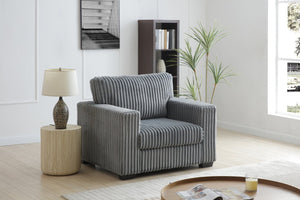 English Elm Teddy Oversized Accent Chair Wide-wale Fabric with Pillow for Living Room Comfort Gray B078S00737
