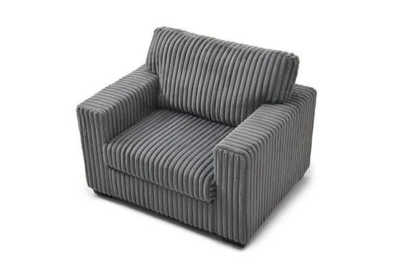 English Elm Teddy Oversized Accent Chair Wide-wale Fabric with Pillow for Living Room Comfort Gray B078S00737