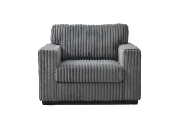 English Elm Teddy Oversized Accent Chair Wide-wale Fabric with Pillow for Living Room Comfort Gray B078S00737