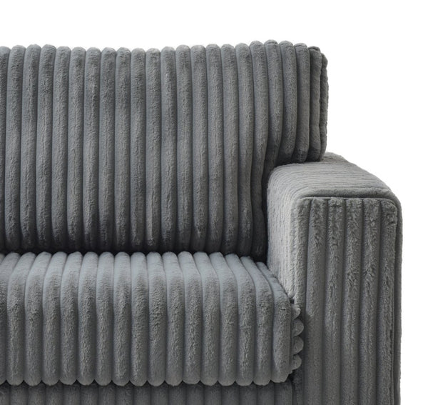 English Elm Teddy Oversized Accent Chair Wide-wale Fabric with Pillow for Living Room Comfort Gray B078S00737