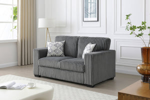 English Elm Teddy Wide-wale Plush Loveseat with Loose Cushions and Throw Pillows for Cozy Living Gray B078S00738