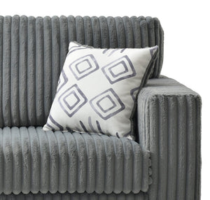English Elm Teddy Wide-wale Plush Loveseat with Loose Cushions and Throw Pillows for Cozy Living Gray B078S00738