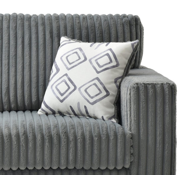 English Elm Teddy Wide-wale Plush Loveseat with Loose Cushions and Throw Pillows for Cozy Living Gray B078S00738
