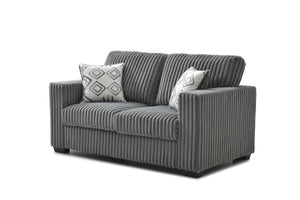 English Elm Teddy Wide-wale Plush Loveseat with Loose Cushions and Throw Pillows for Cozy Living Gray B078S00738