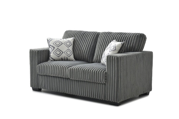 English Elm Teddy Wide-wale Plush Loveseat with Loose Cushions and Throw Pillows for Cozy Living Gray B078S00738