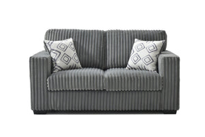 English Elm Teddy Wide-wale Plush Loveseat with Loose Cushions and Throw Pillows for Cozy Living Gray B078S00738