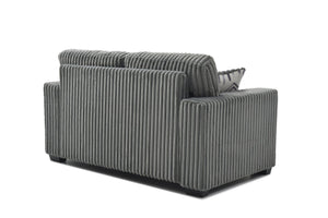 English Elm Teddy Wide-wale Plush Loveseat with Loose Cushions and Throw Pillows for Cozy Living Gray B078S00738
