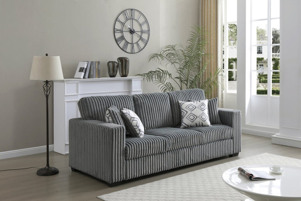 English Elm Teddy Wide-wale Upholstered Sofa with Loose Cushions for Casual Living Room Comfort Gray B078S00739