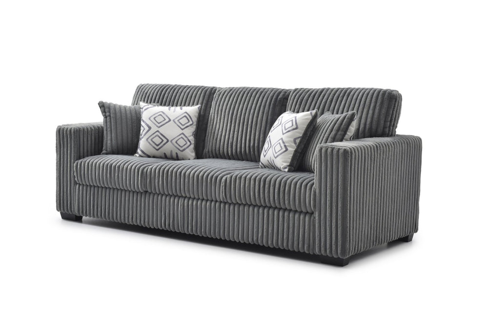 English Elm Teddy Wide-wale Upholstered Sofa with Loose Cushions for Casual Living Room Comfort Gray B078S00739