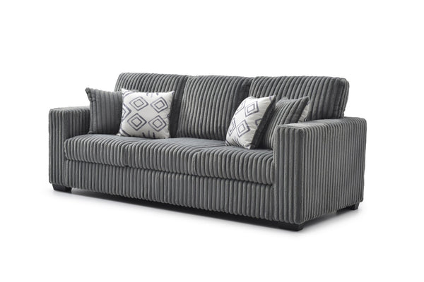 English Elm Teddy Wide-wale Upholstered Sofa with Loose Cushions for Casual Living Room Comfort Gray B078S00739