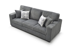 English Elm Teddy Wide-wale Upholstered Sofa with Loose Cushions for Casual Living Room Comfort Gray B078S00739
