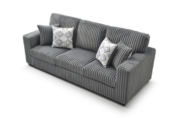 English Elm Teddy Wide-wale Upholstered Sofa with Loose Cushions for Casual Living Room Comfort Gray B078S00739