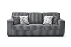 English Elm Teddy Wide-wale Upholstered Sofa with Loose Cushions for Casual Living Room Comfort Gray B078S00739