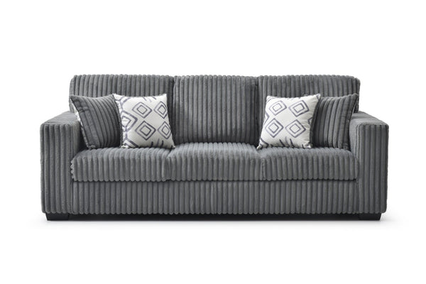 English Elm Teddy Wide-wale Upholstered Sofa with Loose Cushions for Casual Living Room Comfort Gray B078S00739