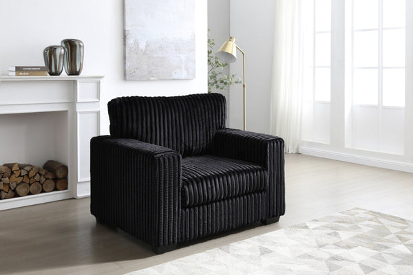 English Elm Teddy Oversized Accent Chair Wide-wale Fabric with Pillow for Living Room Comfort Black B078S00740