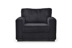 English Elm Teddy Oversized Accent Chair Wide-wale Fabric with Pillow for Living Room Comfort Black B078S00740