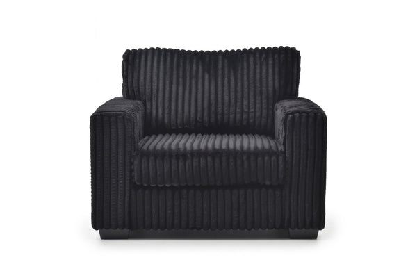 English Elm Teddy Oversized Accent Chair Wide-wale Fabric with Pillow for Living Room Comfort Black B078S00740