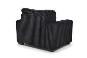 English Elm Teddy Oversized Accent Chair Wide-wale Fabric with Pillow for Living Room Comfort Black B078S00740