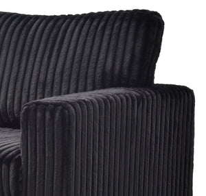 English Elm Teddy Oversized Accent Chair Wide-wale Fabric with Pillow for Living Room Comfort Black B078S00740