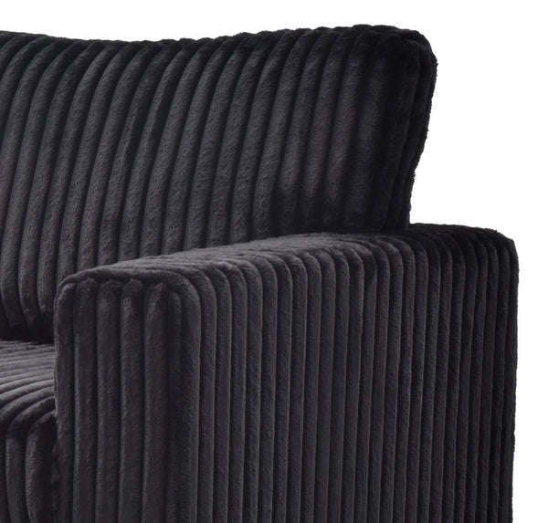 English Elm Teddy Oversized Accent Chair Wide-wale Fabric with Pillow for Living Room Comfort Black B078S00740