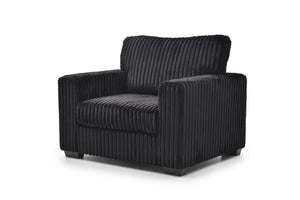 English Elm Teddy Oversized Accent Chair Wide-wale Fabric with Pillow for Living Room Comfort Black B078S00740