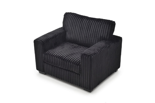 English Elm Teddy Oversized Accent Chair Wide-wale Fabric with Pillow for Living Room Comfort Black B078S00740