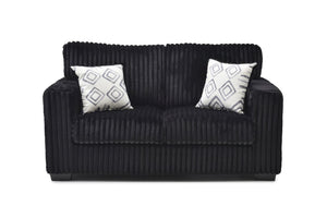 English Elm Teddy Wide-wale Plush Loveseat with Loose Cushions and Throw Pillows for Cozy Living Black B078S00741