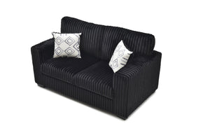 English Elm Teddy Wide-wale Plush Loveseat with Loose Cushions and Throw Pillows for Cozy Living Black B078S00741