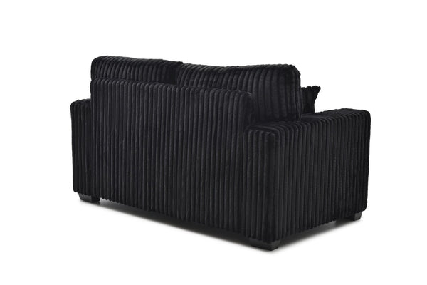 English Elm Teddy Wide-wale Plush Loveseat with Loose Cushions and Throw Pillows for Cozy Living Black B078S00741
