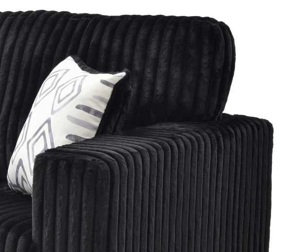 English Elm Teddy Wide-wale Plush Loveseat with Loose Cushions and Throw Pillows for Cozy Living Black B078S00741