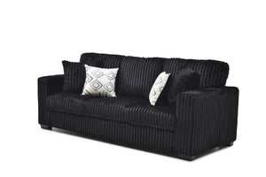 English Elm Teddy Wide-wale Upholstered Sofa with Loose Cushions for Casual Living Room Comfort Black B078S00742