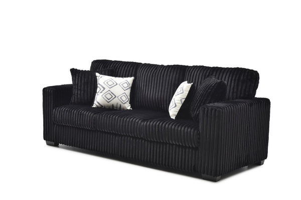 English Elm Teddy Wide-wale Upholstered Sofa with Loose Cushions for Casual Living Room Comfort Black B078S00742