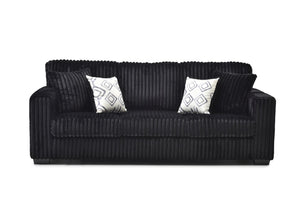 English Elm Teddy Wide-wale Upholstered Sofa with Loose Cushions for Casual Living Room Comfort Black B078S00742