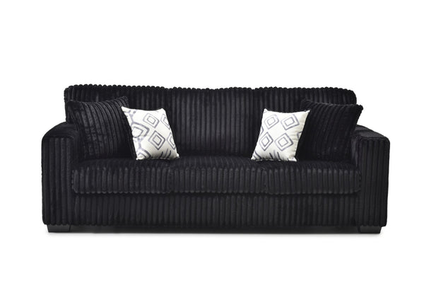 English Elm Teddy Wide-wale Upholstered Sofa with Loose Cushions for Casual Living Room Comfort Black B078S00742