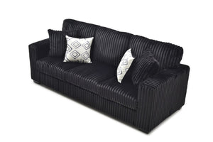 English Elm Teddy Wide-wale Upholstered Sofa with Loose Cushions for Casual Living Room Comfort Black B078S00742