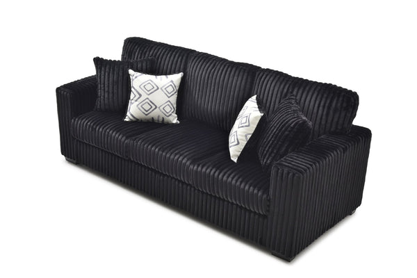 English Elm Teddy Wide-wale Upholstered Sofa with Loose Cushions for Casual Living Room Comfort Black B078S00742