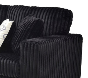 English Elm Teddy Wide-wale Upholstered Sofa with Loose Cushions for Casual Living Room Comfort Black B078S00742