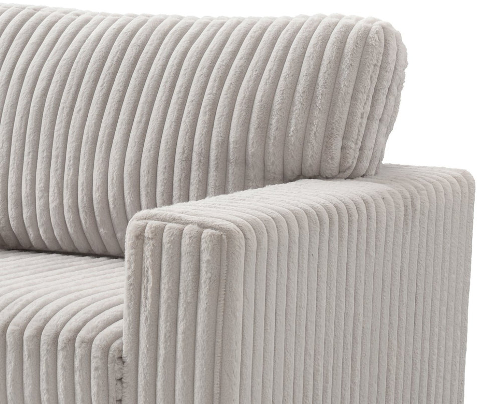 English Elm Teddy Oversized Accent Chair Wide-wale Fabric with Pillow for Living Room Comfort Ivory B078S00743