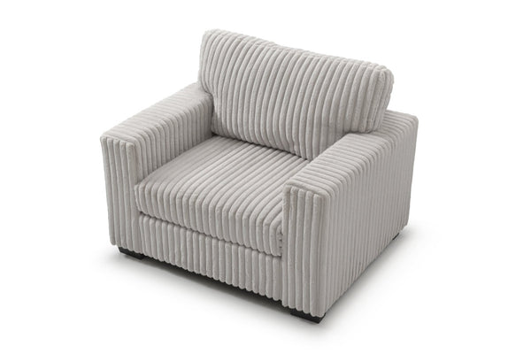 English Elm Teddy Oversized Accent Chair Wide-wale Fabric with Pillow for Living Room Comfort Ivory B078S00743